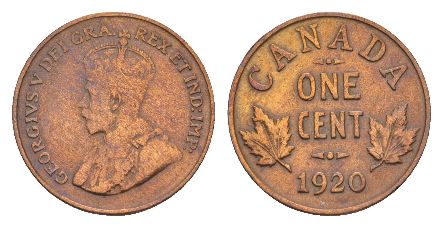 Канада 1 цент 1920 Георг V (1910-1936) KM 28 бронза 4655-435