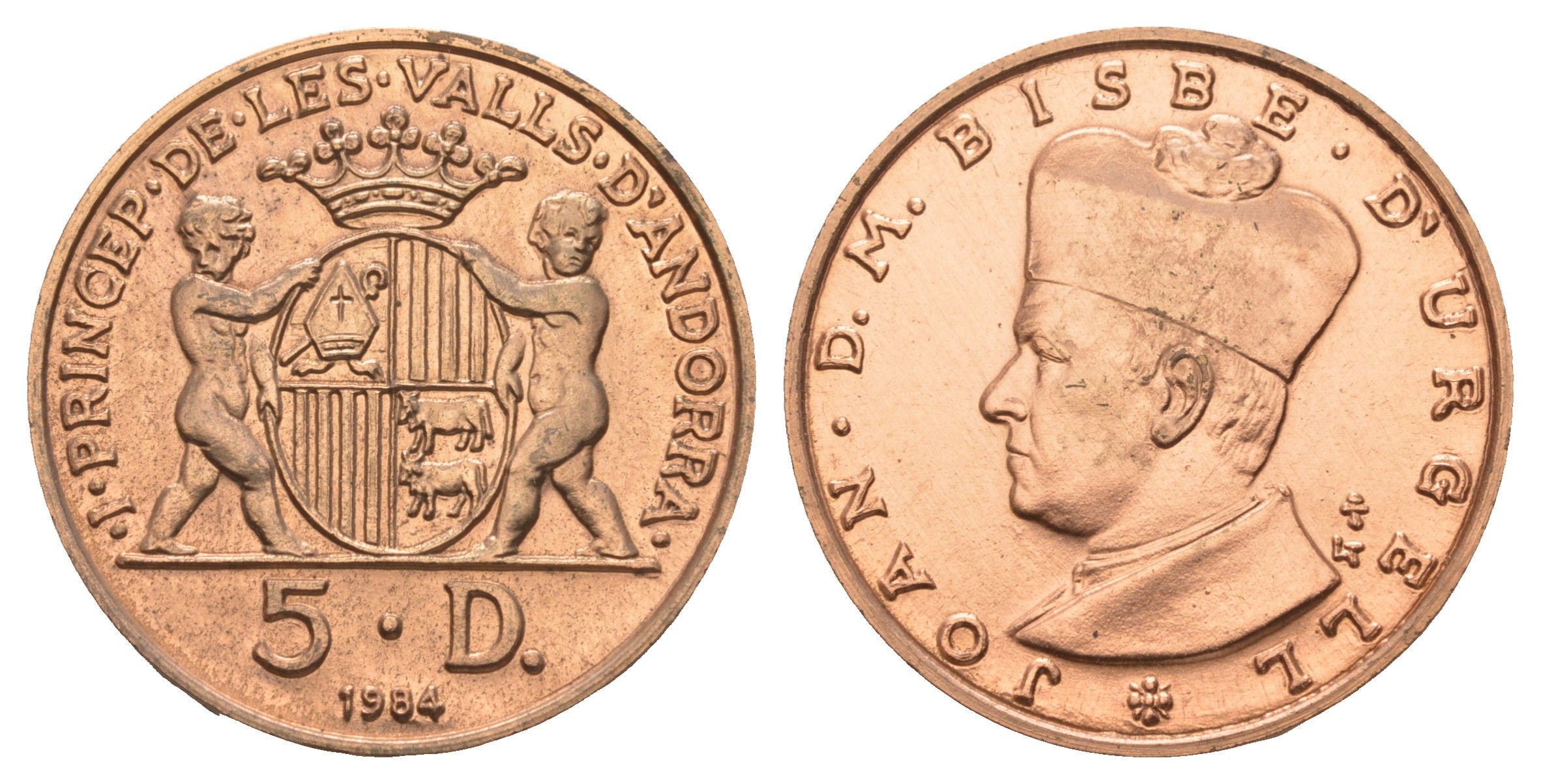 Андорра 5 динеров 1984 KM 16 медь BU 413-4143