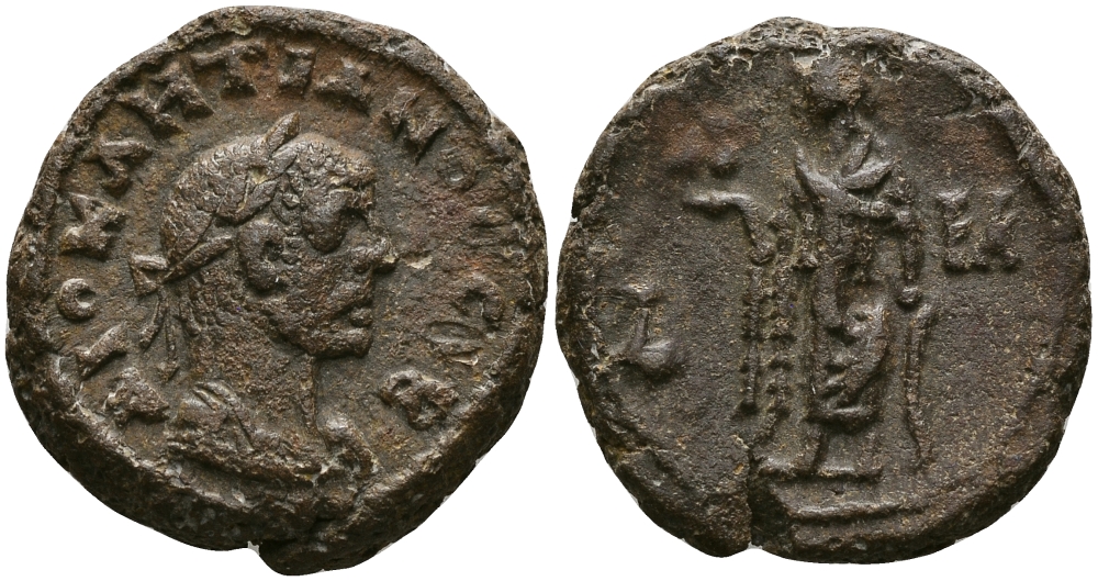 Римская Империя, Провинция Египет тетрадрахма 294 - 295 Диоклетиан / Элпида, божество Надежды, Александрия Good Very fine Dattari 5685 биллон 1073-9-62