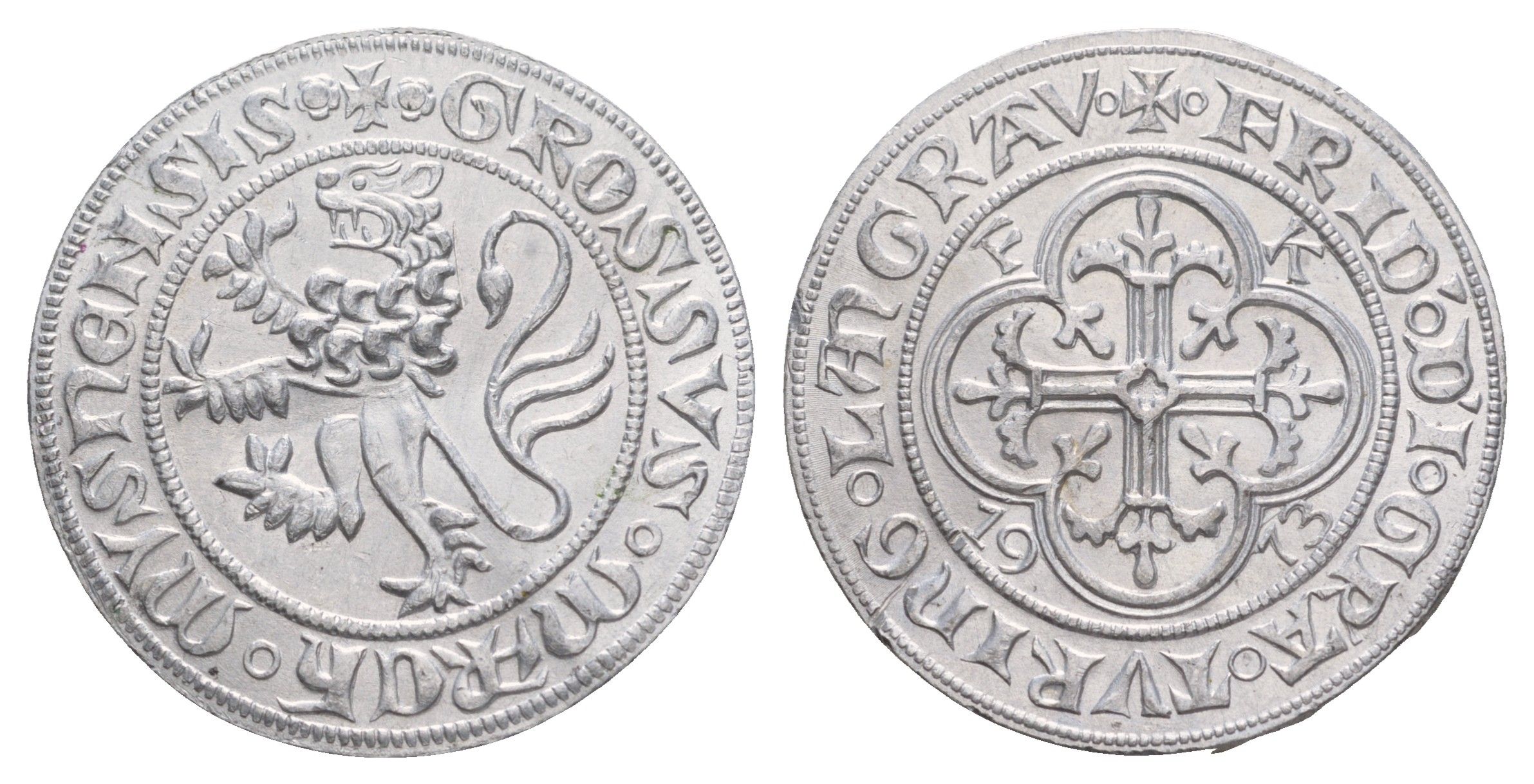 ФРГ жетон копия 1 грош 1973 диаметр 30,5 мм, вес 1,5 гр алюминий 4653-935