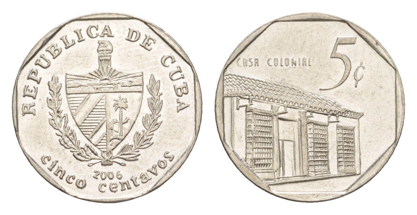 Куба 5 сентаво 2006 Casa Colonial KM 575.2, Schoen 713, JMA MC19 сталь плакированная никелем 4644-726