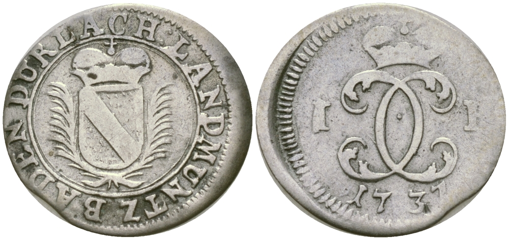 Вальдек 1/24 талера 1737 KM 16 серебро 4044-241