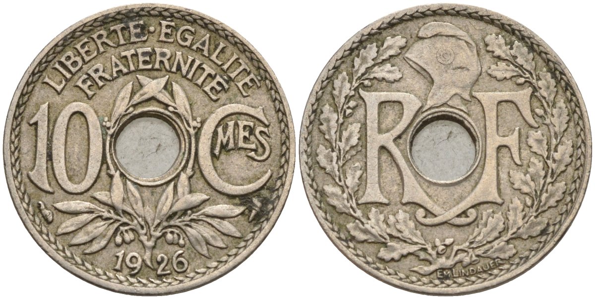 Франция 10 сантимов 1926 KM 866a, Le Franc 138.3 медно-никель 4143-944