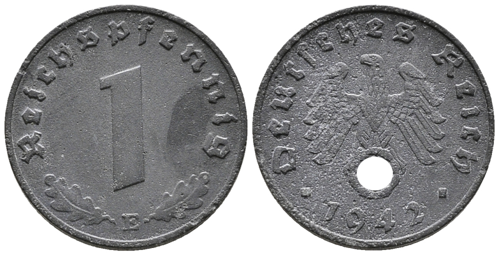 ГЕРМАНИЯ 1 РЕЙХСПФЕННИГ 1942 E KM 97, J. 369 цинк 39-1217
