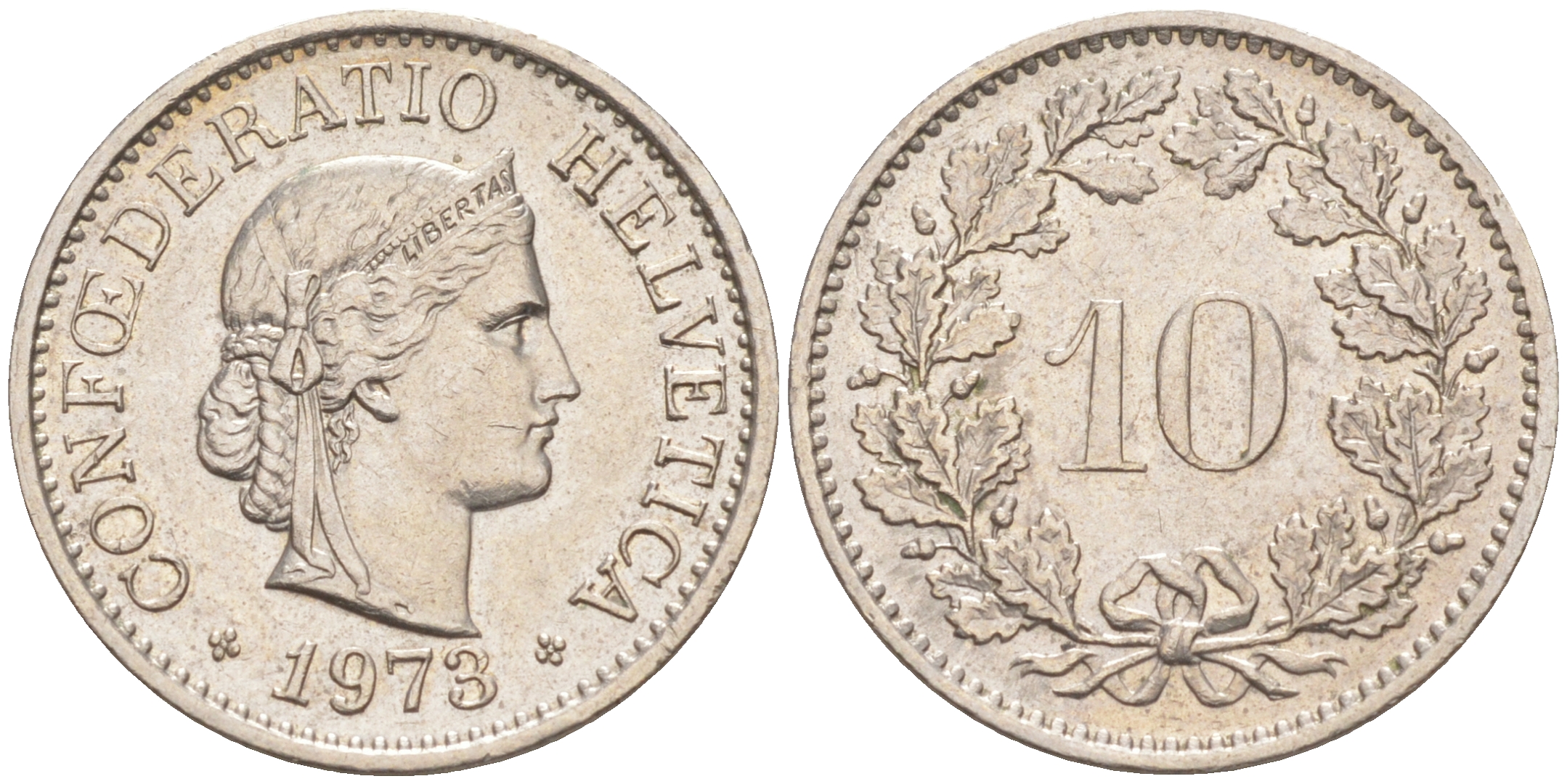 Швейцария 10 раппенов 1973 KM 27 медно-никель 212-941