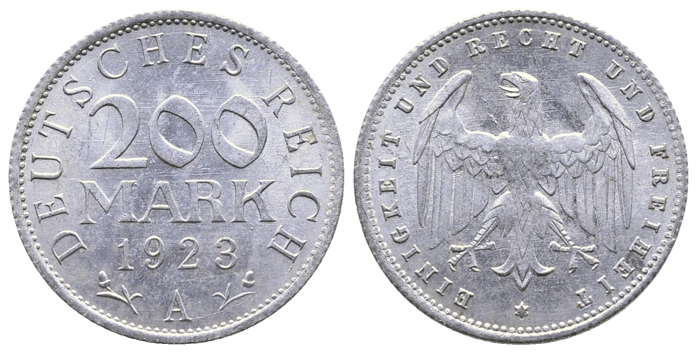 ГЕРМАНИЯ 200 МАРОК 1923 A KM 35, J. 304 алюминий 4380-453