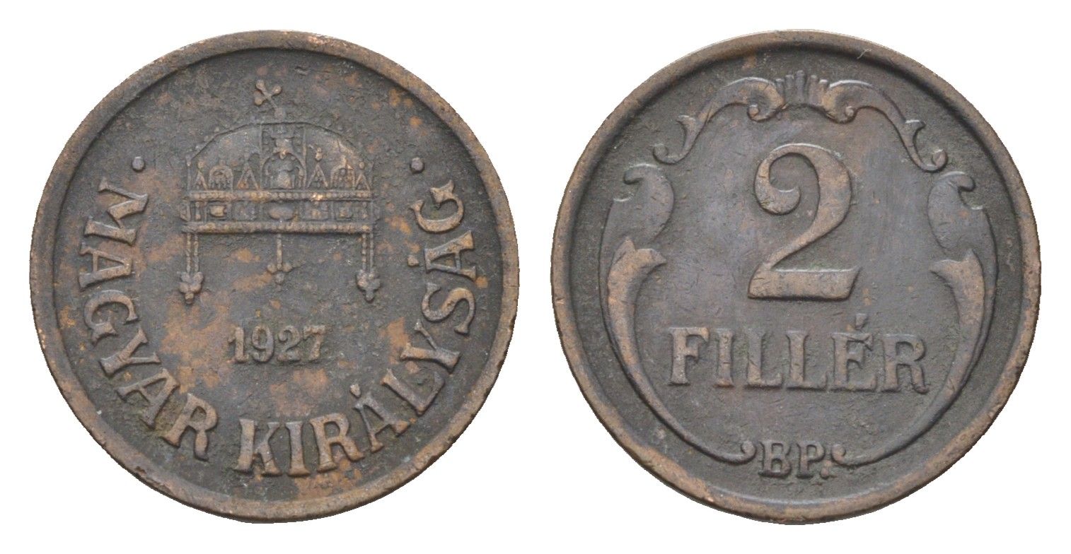Венгрия 2 филлера 1927 BP KM 506 бронза 4664-836