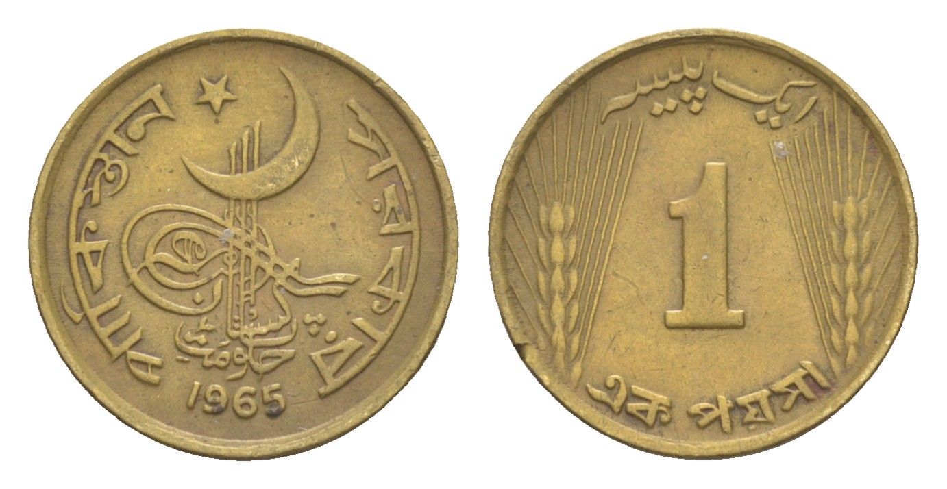 Пакистан 1 пайс 1965 KM 24a никель латунь 4649-265