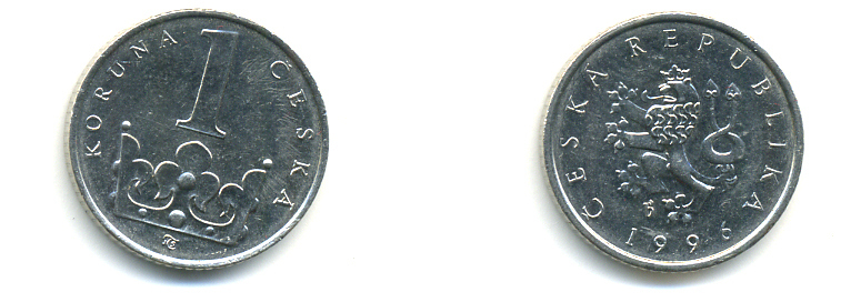 ЧЕХИЯ 1 КРОНА 1996 KM 7 сталь плакированная никелем 89-1623