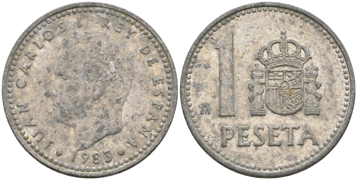 Испания 1 песета 1983 M, Хуан Карлос I (1975-2014) KM 821 алюминий 4401-451