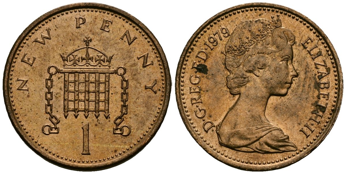 Великобритания 1 пенни 1979 Елизавета II (1952-2022) KM 915, Spink 4237 (B1) бронза 4609-1022