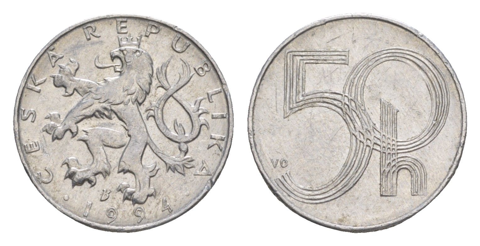 Чехия 50 геллеров 1994 KM 3 алюминий 4392-664