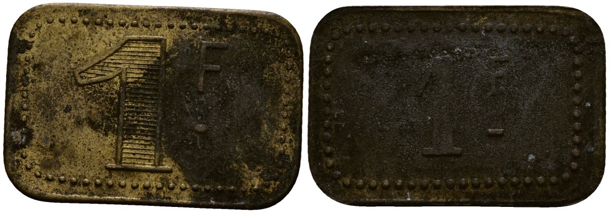 Франция 1 франк ND ресторанный жетон латунь 4166-327