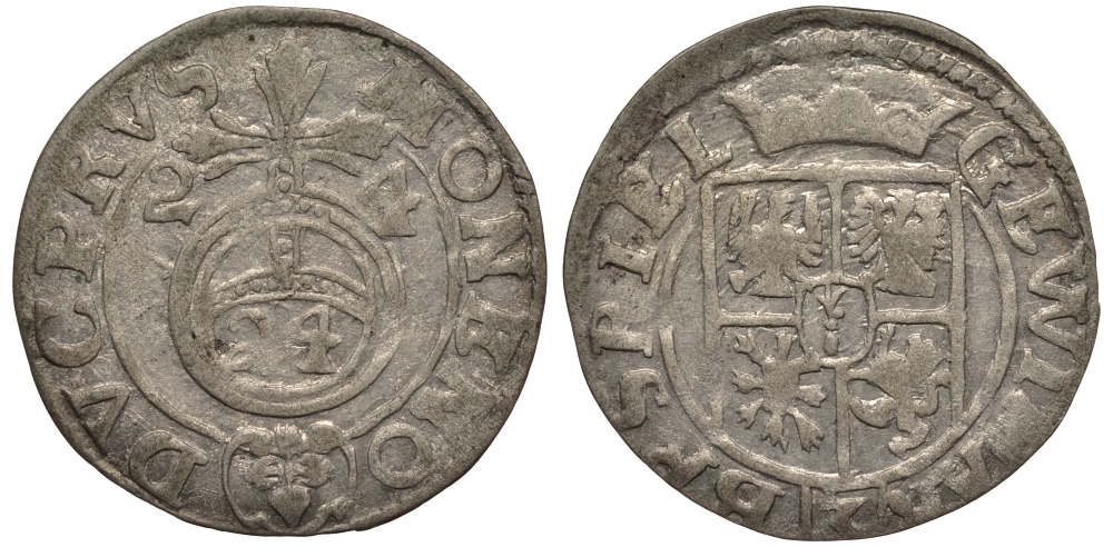 Бранденбург-Пруссия 1/24 талера 1624 Георг Вильгельм (1619-1640), вес 1,24 гр. KM 116.1 серебро 1516-212