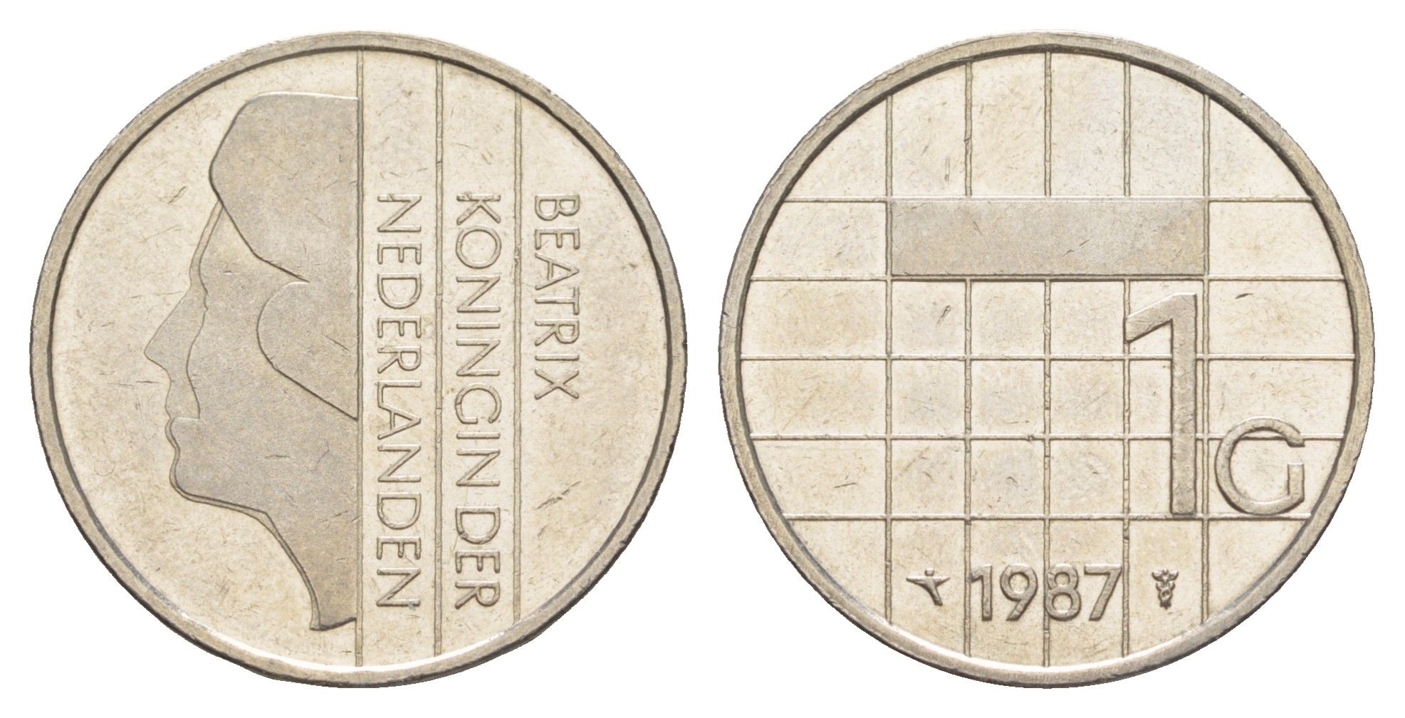 Нидерланды 1 гульден 1987 Беатрикс (1980-2013) KM 205 никель UNC 4646-944