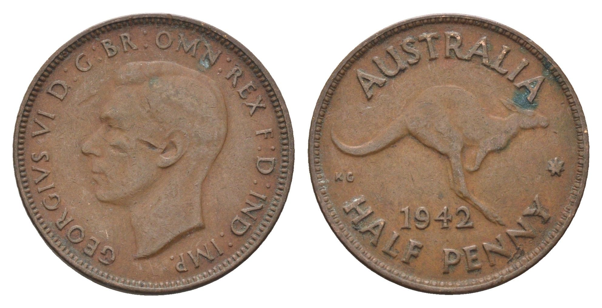 Австралия 1/2 пенни 1942 KM 41 бронза 4662-1021