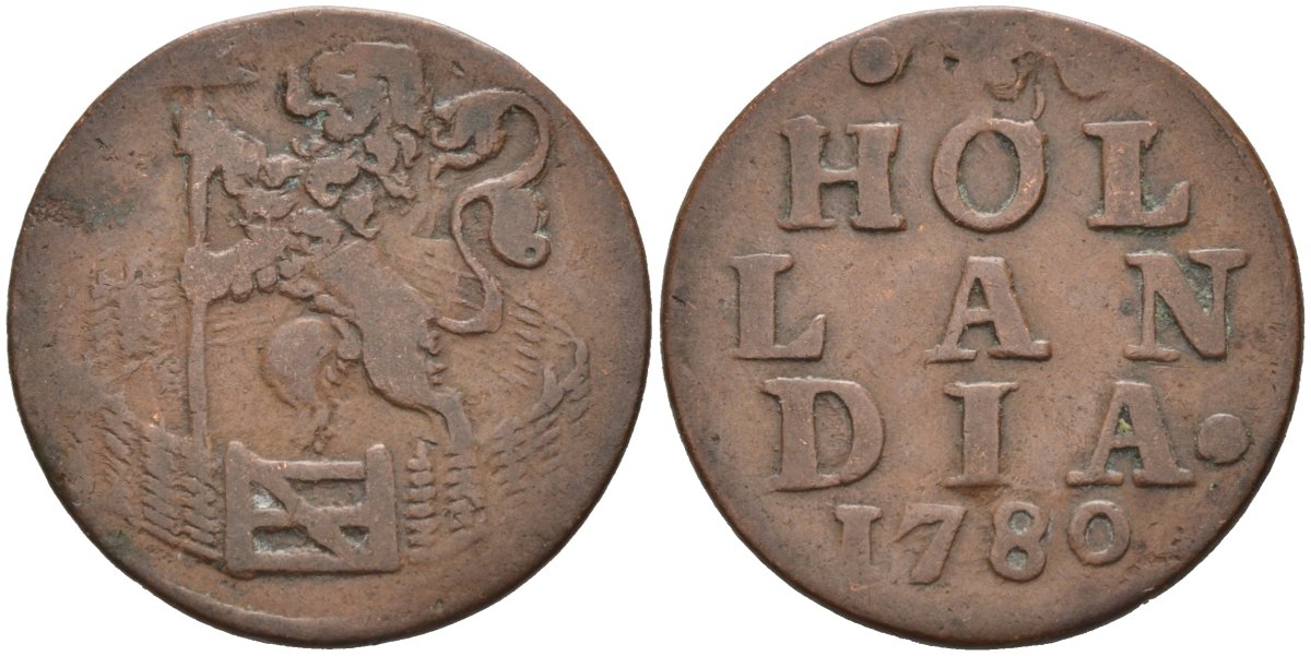 Голландия (Holland), Нидерланды 1 дуит 1780 KM 80 медь 00-00-00