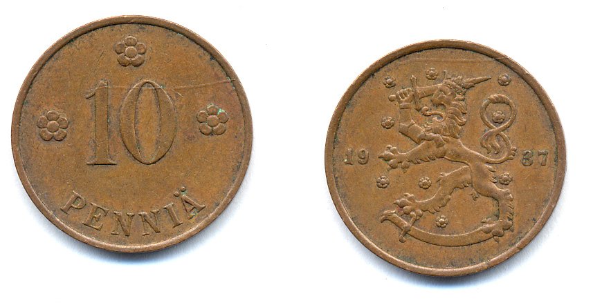 Финляндия 10 пенни 1937 KM 24 медь 51-5612