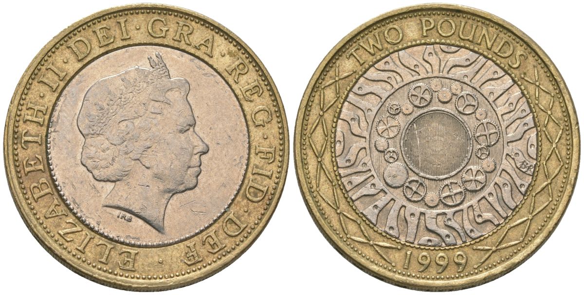 Великобритания 2 фунта 1999 Елизавета II (1952-2022) KM 994 биметалл 4606-1226