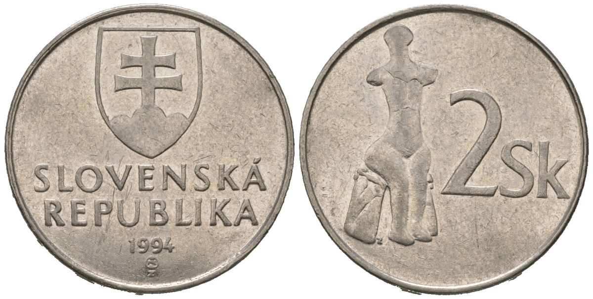 Словакия 2 кроны 1994 MK KM 13 сталь плакированная никелем 4621-343