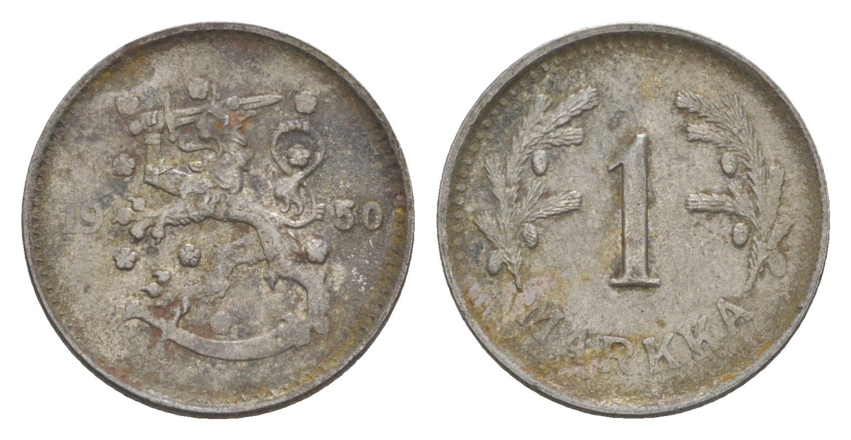 Финляндия 1 марка 1950 KM 30b железо 4647-426