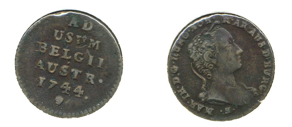 АВСТРИЙСКИЕ НИДЕРЛАНДЫ 1 ЛИАРДА 1744 МАРИЯ ТЕРЕЗА KM 1 медь 503-511