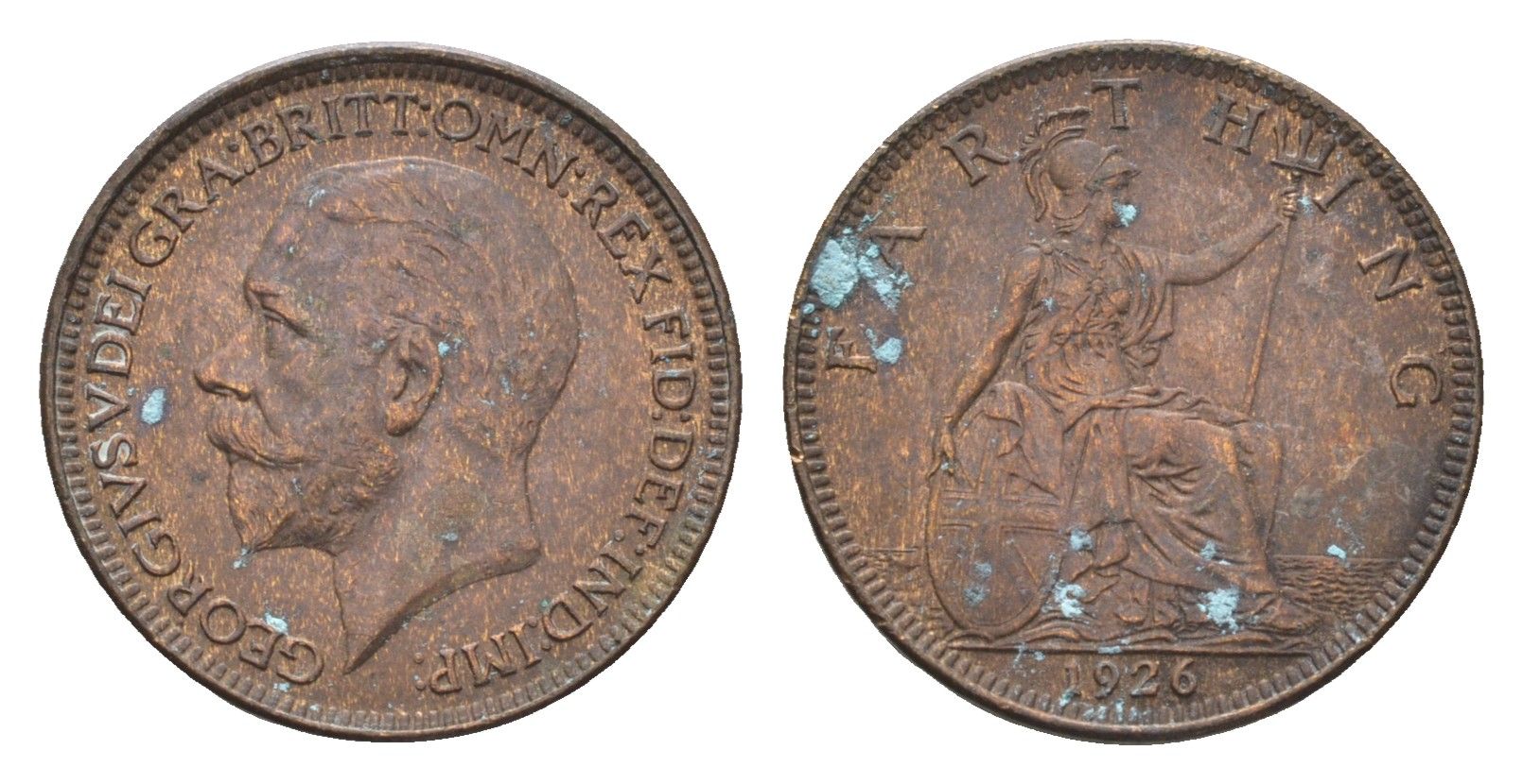 Великобритания 1 фартинг 1926 Георг V (1910-1936) KM 825, Spink 4061 бронза 4664-265