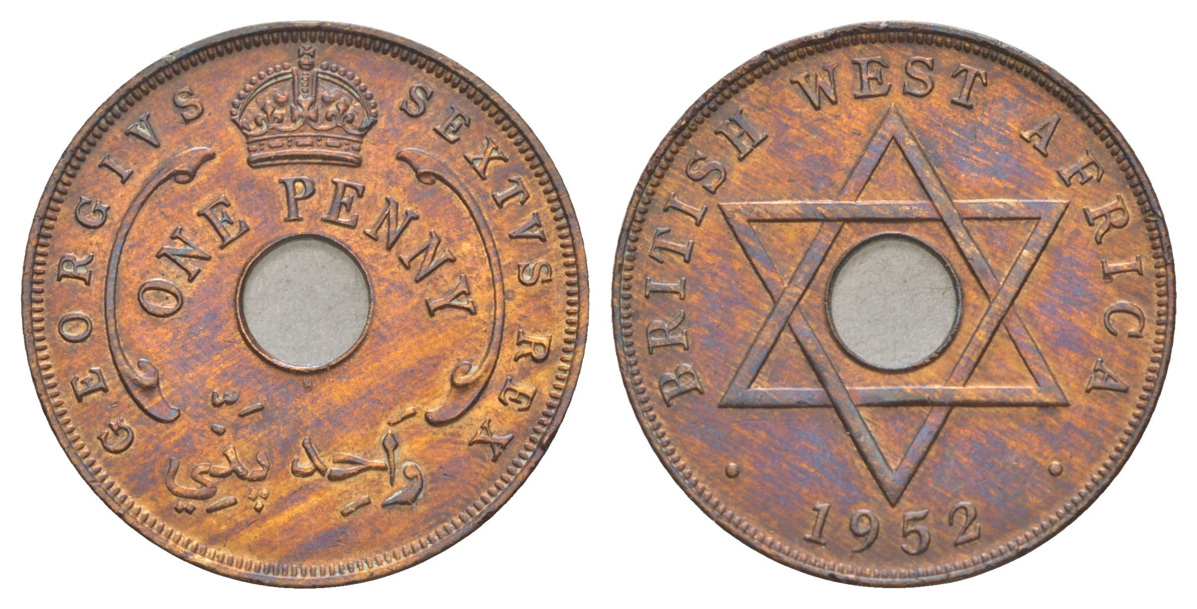 Британская Западная Африка 1 пенни 1919 H, Георг V (1910-1936) KM 9 медно-никель 4634-826