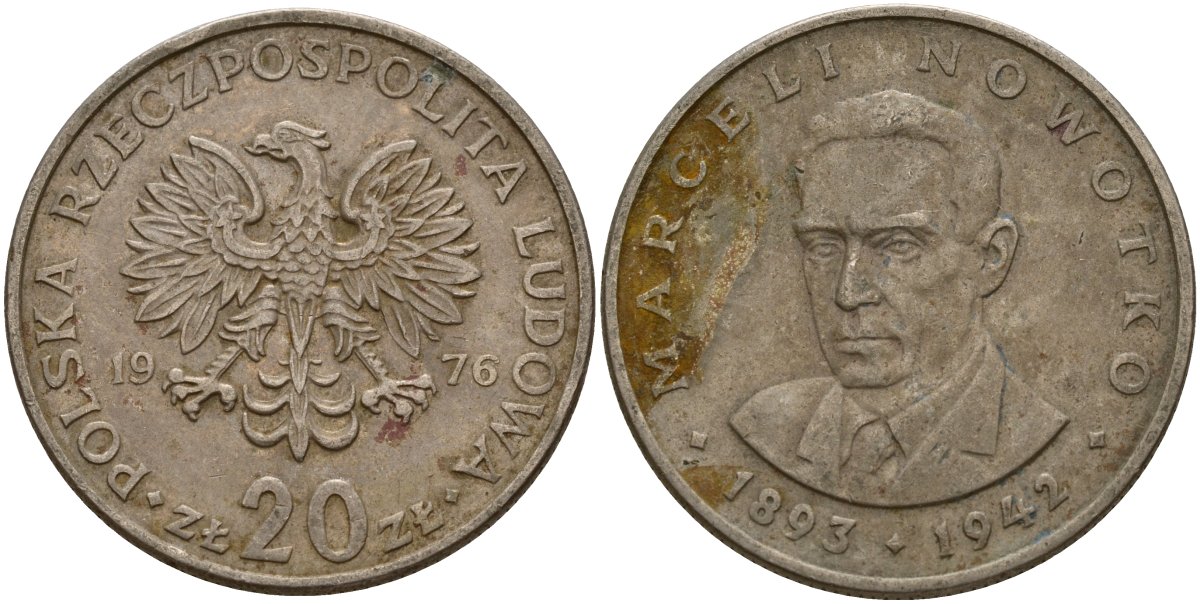 Польша 20 злотых 1976 Марсель Новотко Y 69 медно-никель 4157-114