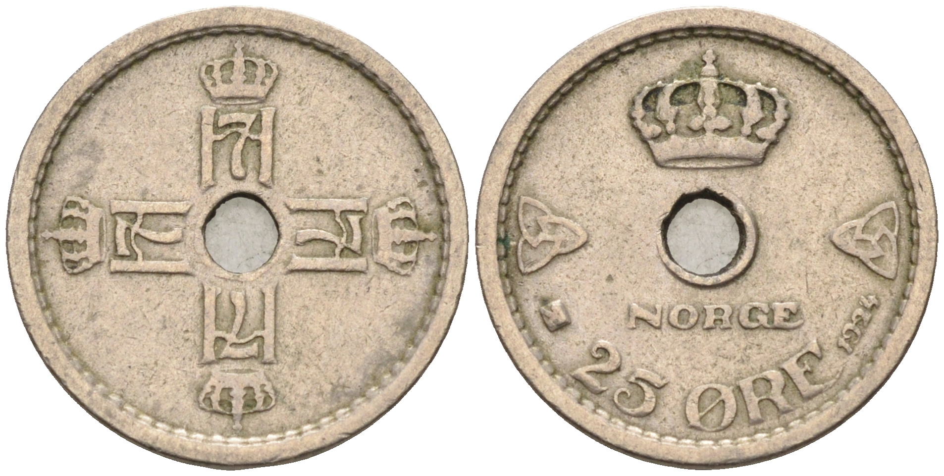 Норвегия 25 эре 1924 Хокон VII (1905-1957) KM 384 медно-никель    4115-417