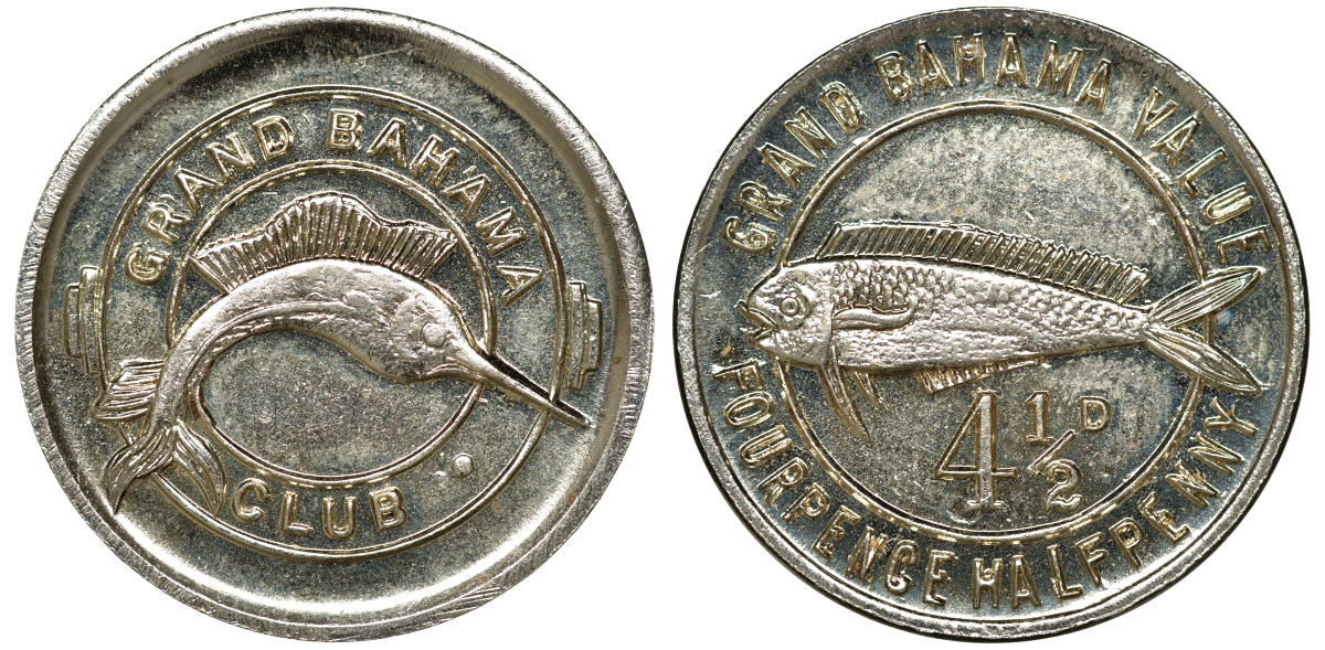 Багамские острова 4,5 пенни ND Жетоны гранд Багамы клуб никель 00-00