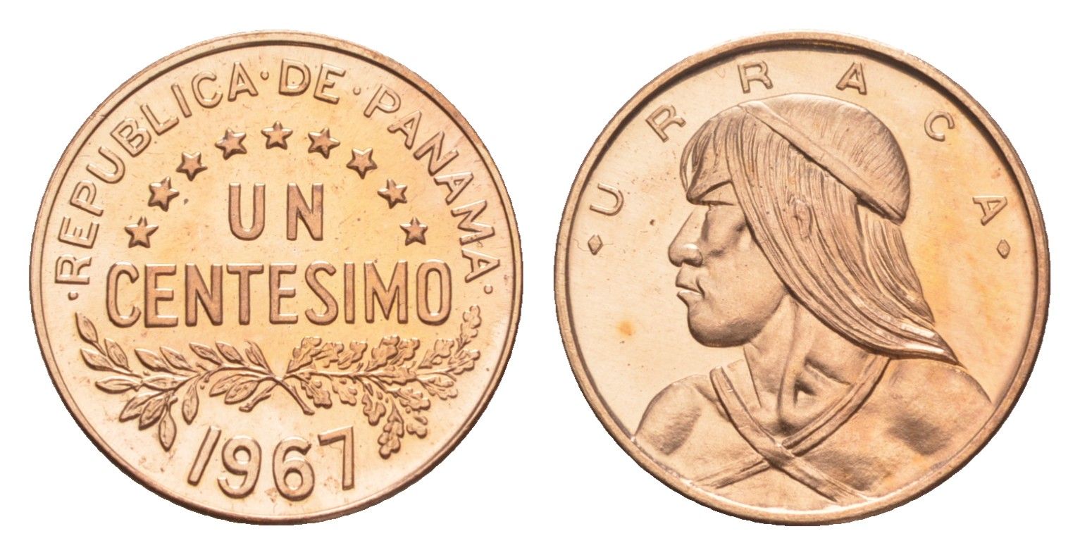 Панама 1 сентесимо 1967 Уррака, тираж 20.000 экземпляров KM 22 бронза PROOF 1526-1244