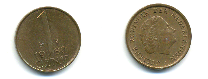 Нидерланды 1 цент 1980 Юлиана (1949-1980) KM 180 бронза 4379-1343
