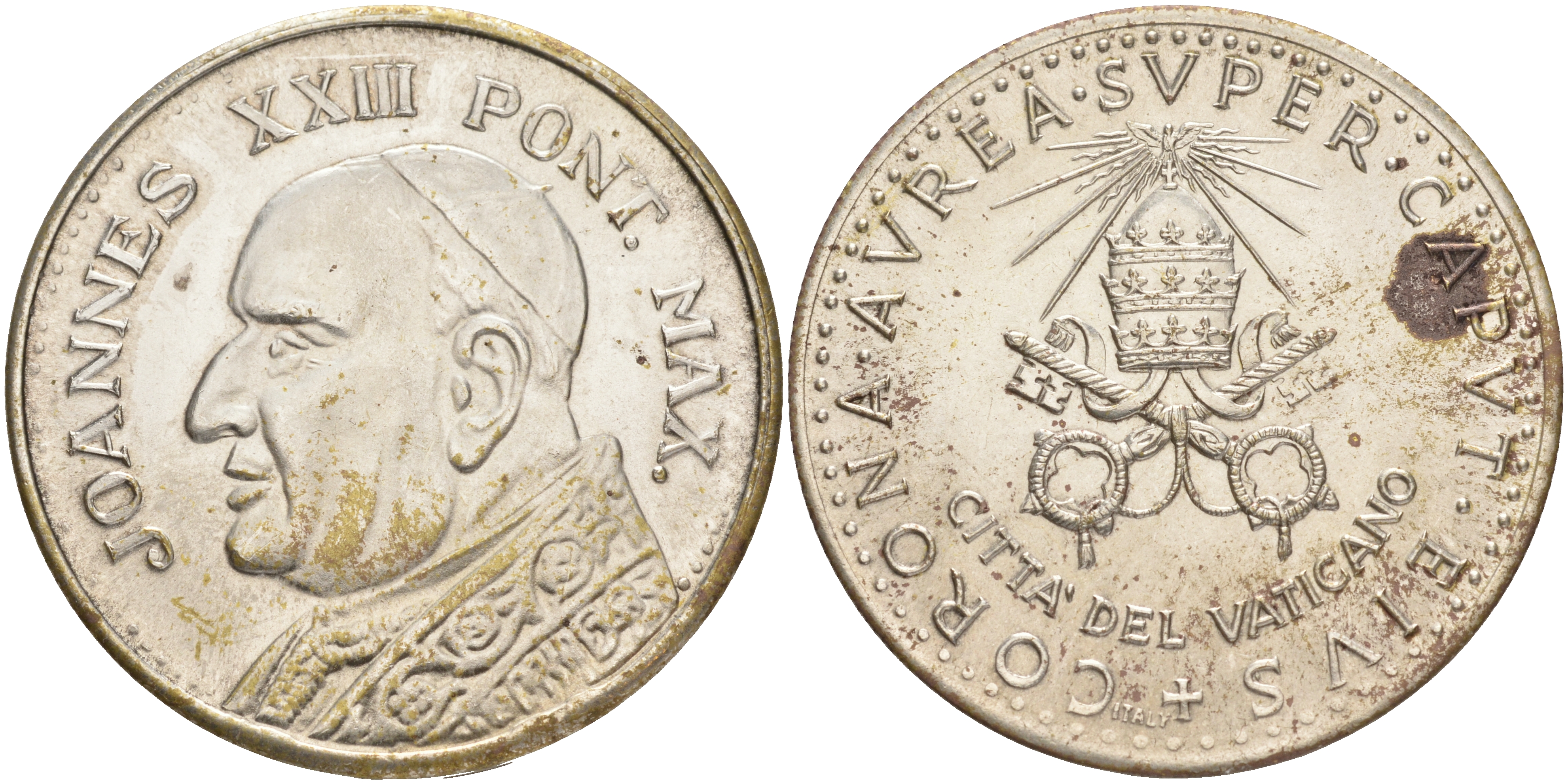 ВАТИКАН МЕДАЛЬ ND ПОНТИФИК ИОАНН XXIII, СЕРЕБРЕНИЕ медно-никель 107-1233