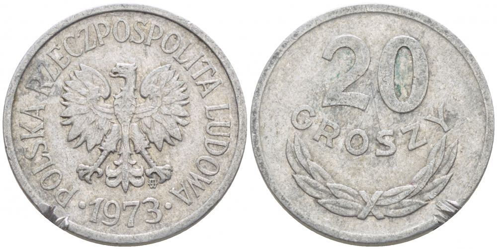 Польша 20 грошей 1973 MW KM А47, Parchimowicz 208m алюминий 4448-744