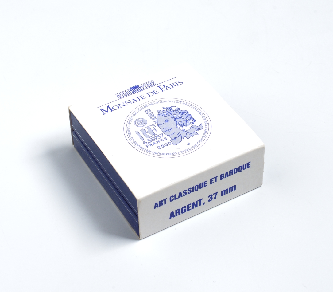 Франция 1 евро = 6,55957 франков 2000 классицизм и барокко в архитектуре (XVII- XVIII веков) в оригинальной коробке, с сертификатом KM 1226 серебро PROOF 4-3-3-17
