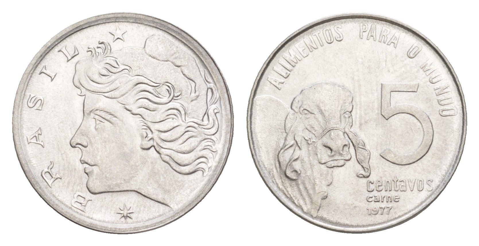 Бразилия 5 сентаво 1977 ФАО - Зебу KM 587 нержавеющая сталь UNC 4644-424