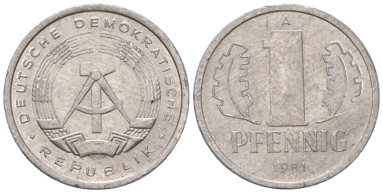 ГДР 1 пфенниг 1981 А KM 8.2 алюминий 4623-419