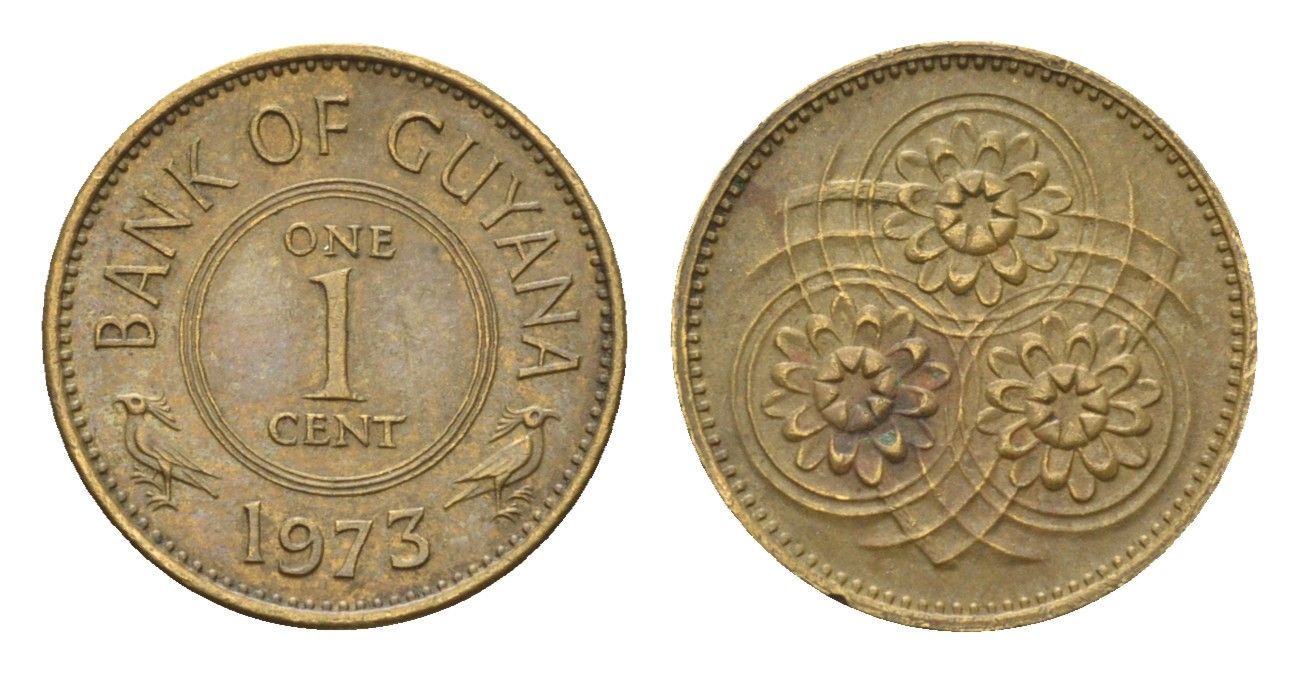 Гайана 1 цент 1973 KM 31 никель латунь 4674-964