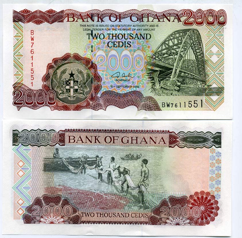 Гана 2000 седи 2002 мост, рыболовы с сетью Pick 33g бумага UNC (пресс) 448-20-3