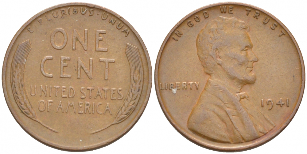 США 1 ЦЕНТ 1941 ЛИНКОЛЬН KM 132 бронза 3309-136