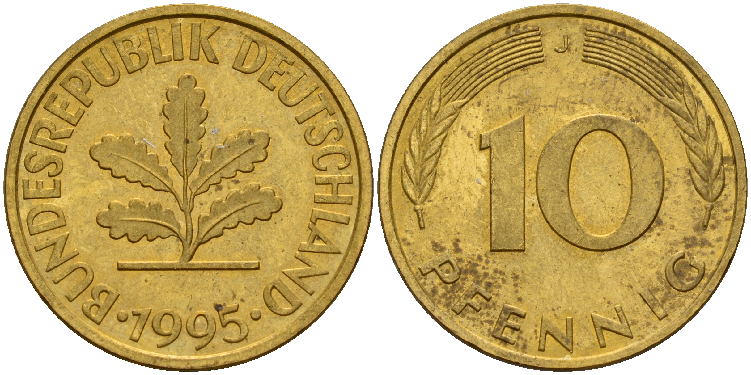 ФРГ 10 пфеннигов 1995 J J. 383, KM 108 сталь плакированная латунью    4603-721