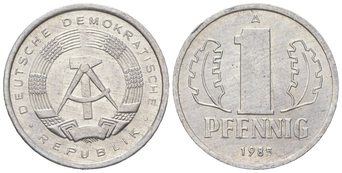 ГДР 1 пфенниг 1985 A KM 8.2 алюминий aUNC 201-635