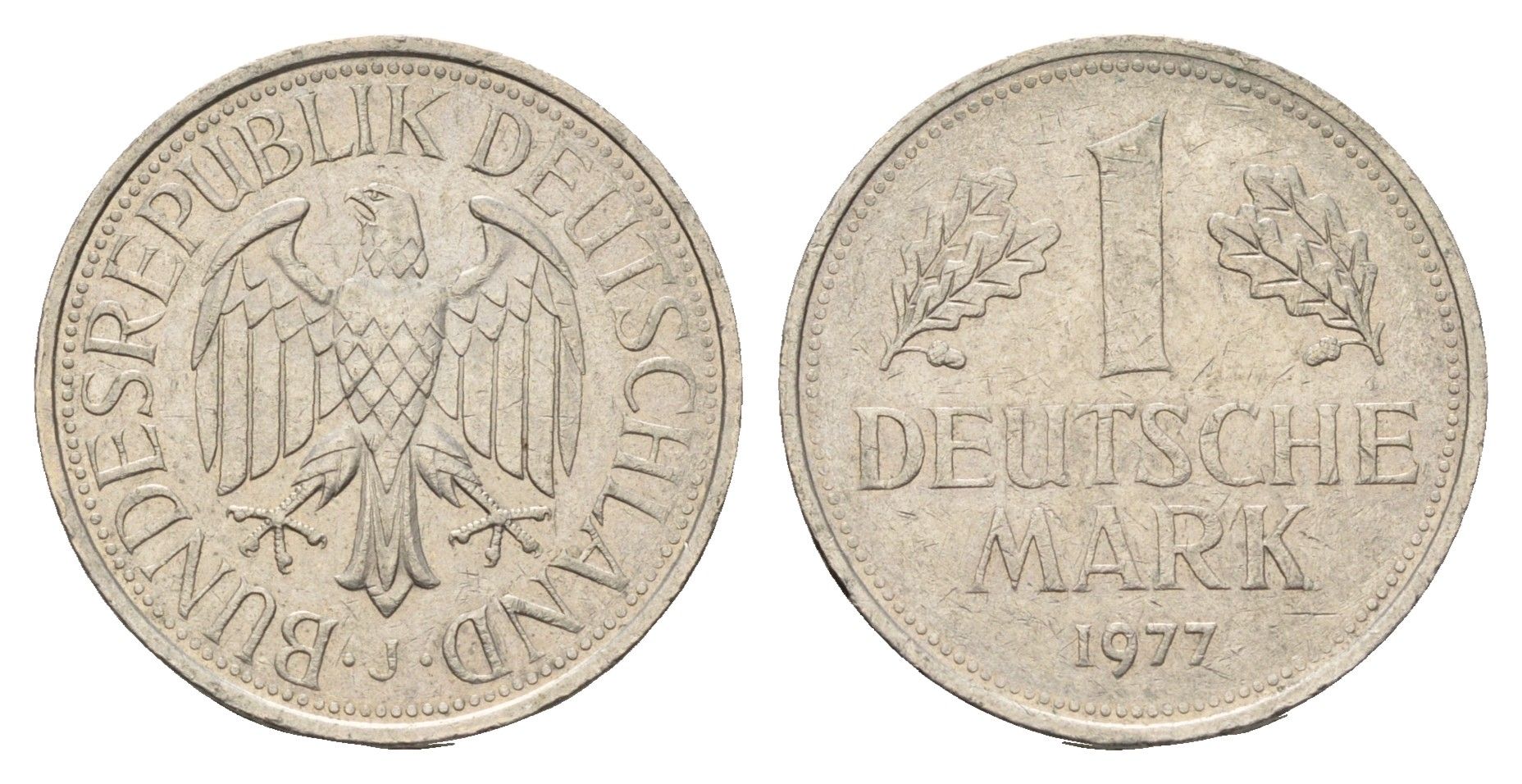 ФРГ 1 марка 1977 J KM 110, J. 385 медно-никель 4698-1237