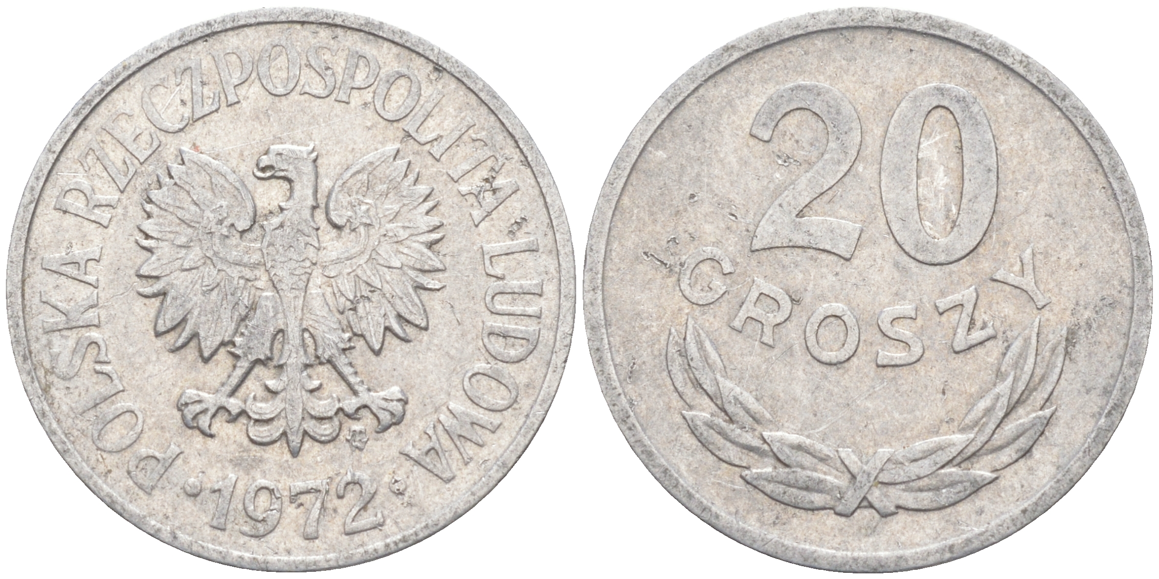 ПОЛЬША 20 ГРОШЕЙ 1972 MW KM А47 алюминий 106-444