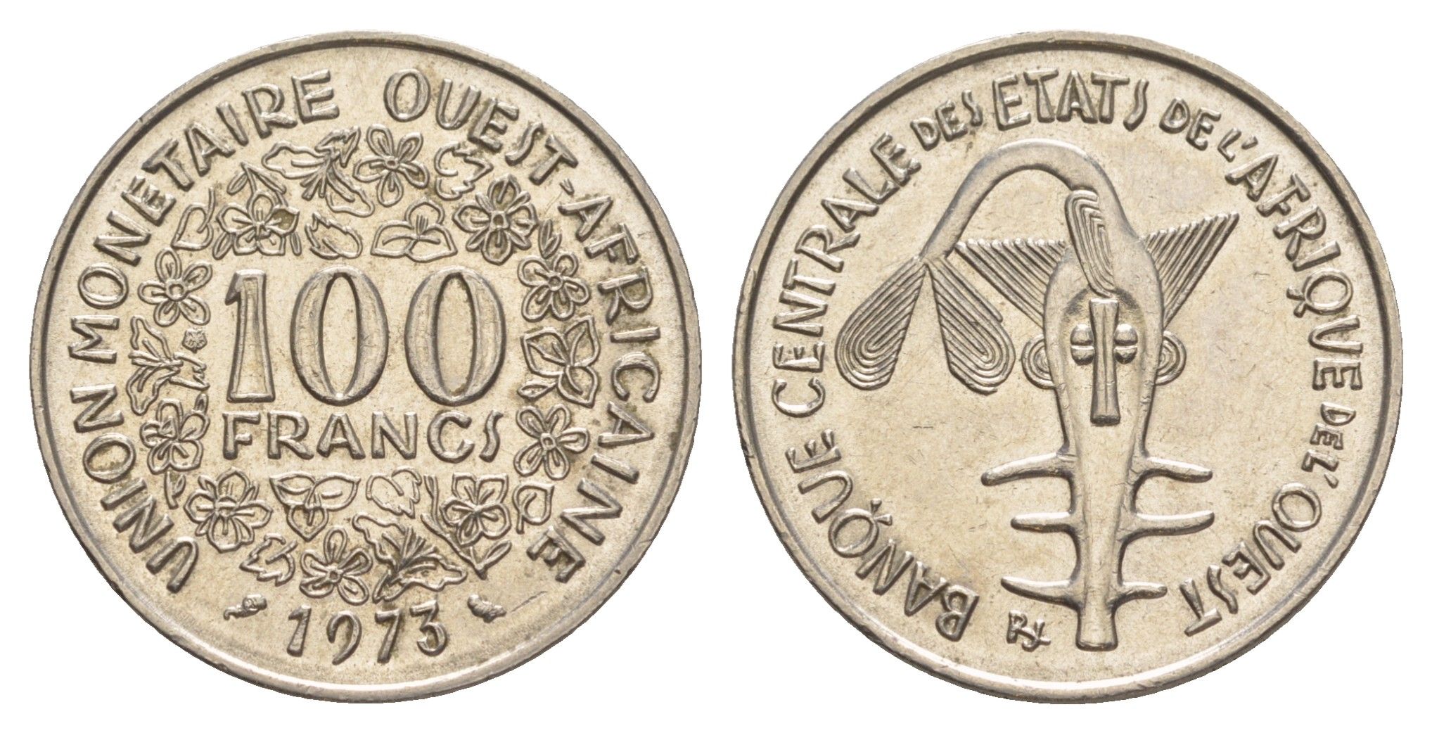 Западная Африка (BCEAO) 100 франков 1973 Центральный банк государств Западной Африки KM 4 никель UNC 4642-323