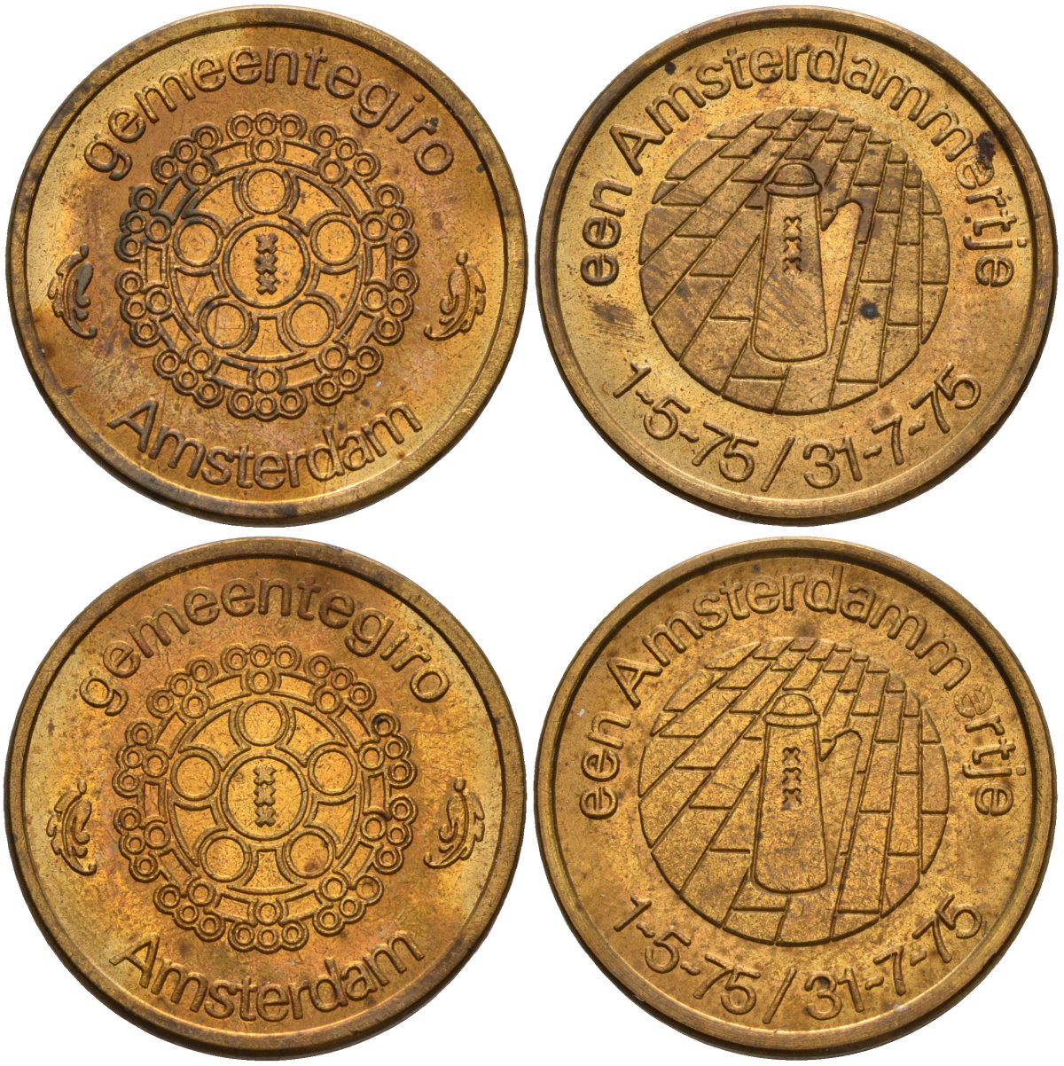 Европа жетон + жетон 1975 два жетона в оригинальном буклете, 700 лет Амстердаму UNC 7-1-36
