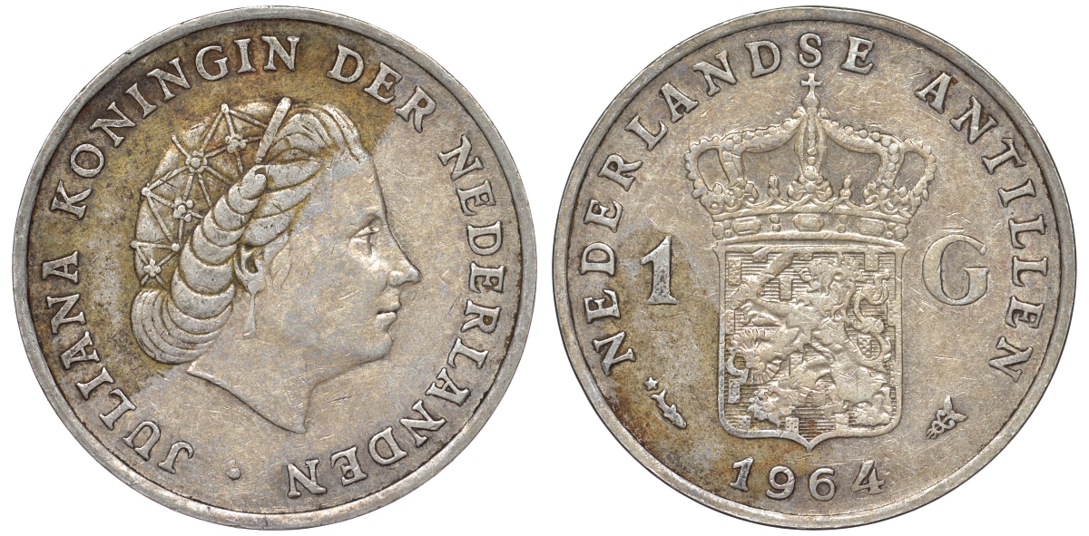 Нидерландские Антилы 1 гульден 1964 Юлиана (1948-1980) KM 2 серебро 36-1023