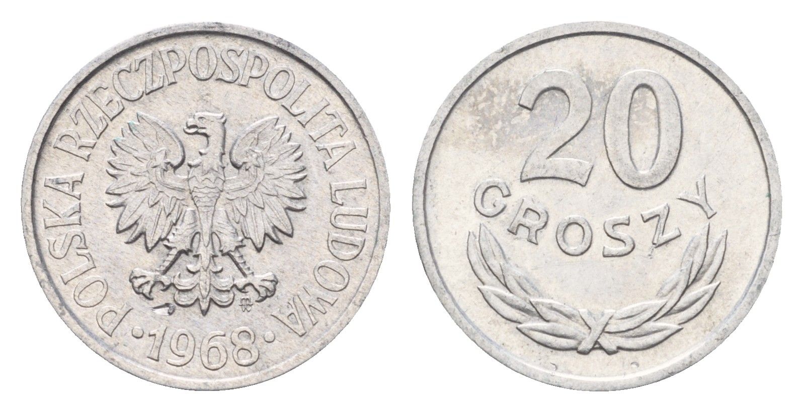 Польша 20 грошей 1968 Y A47 алюминий UNC 4685-1159