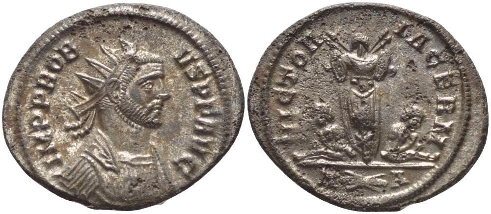 Римская Империя антониниан 281 Проб VICTORIA GERM (Победа над германцами), военный трофей, два пленника, Рим Good Very fine RIC 220 серебро 1073-15-41